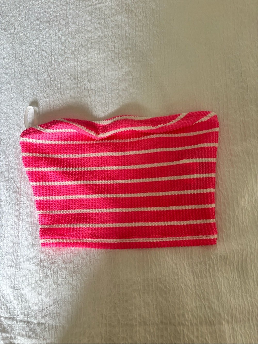 Amazon Pink and Cream Striped Knit Crop Tube Top